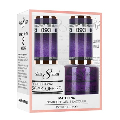 Cre8tion Soak Off Gel Matching Pair 0.5oz 093 THE MILKY WAY (SHIMMERY)