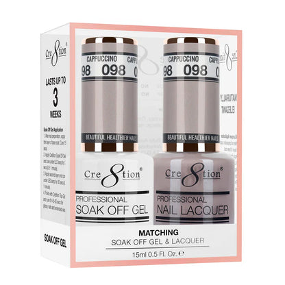 Cre8tion Soak Off Gel Matching Pair 0.5oz 098 CAPPUCCINO