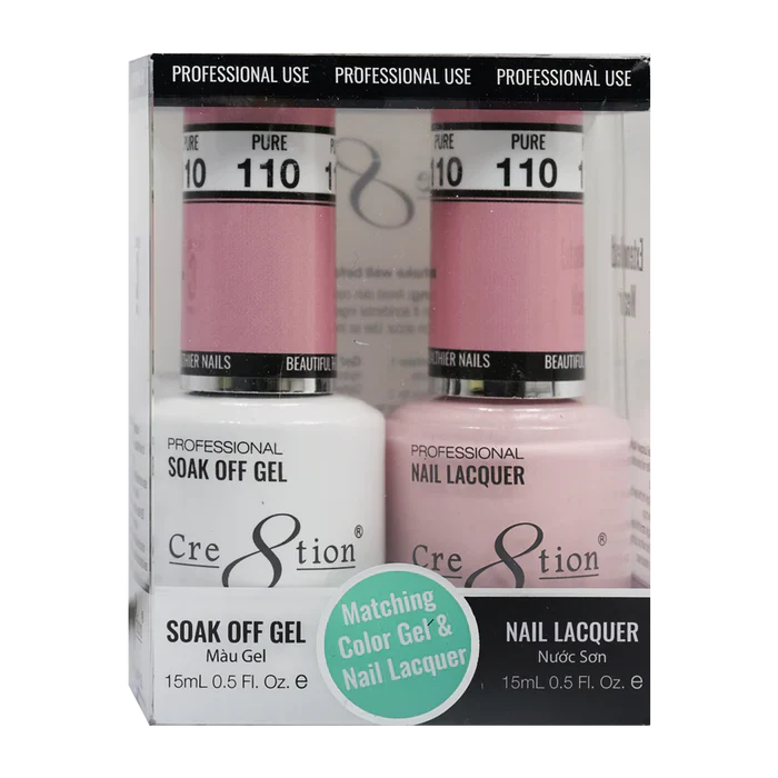 Cre8tion Soak Off Gel Matching Pair 0.5oz 110 PURE