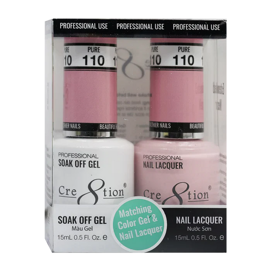 Cre8tion Soak Off Gel Matching Pair 0.5oz 110 PURE