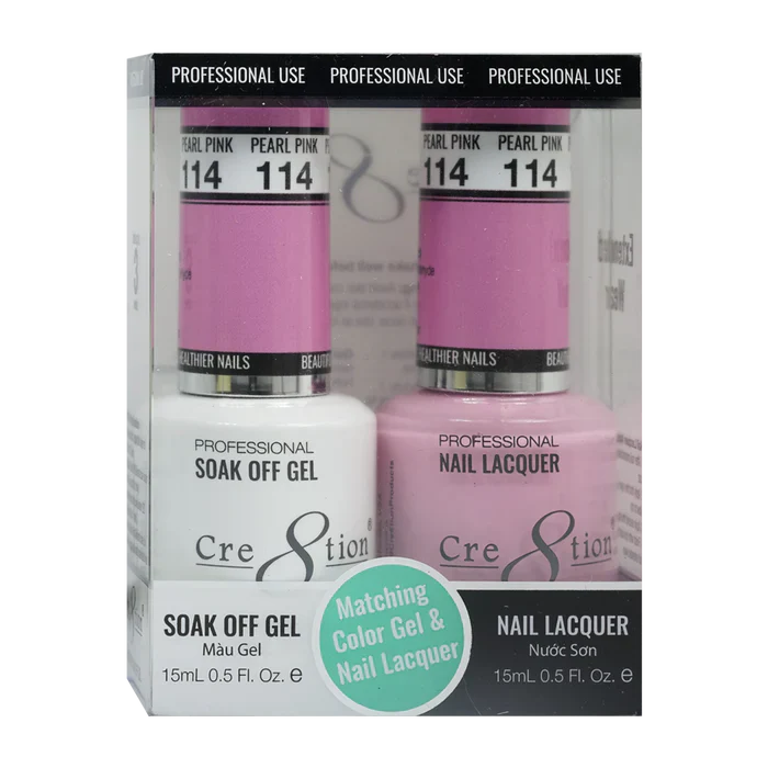 Cre8tion Soak Off Gel Matching Pair 0.5oz 114 PEARL PINK