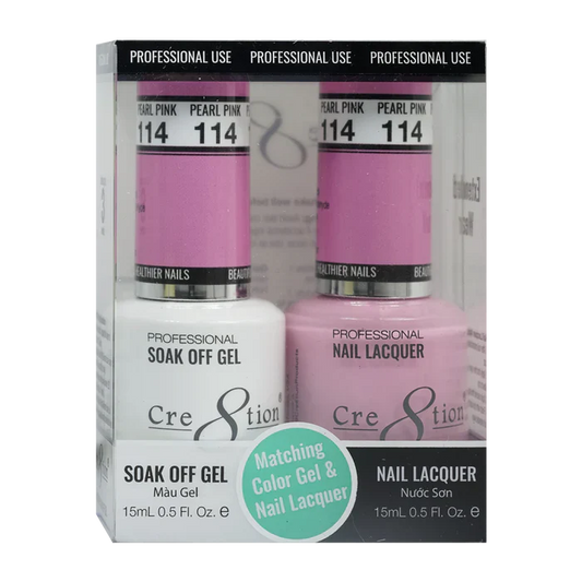 Cre8tion Soak Off Gel Matching Pair 0.5oz 114 PEARL PINK