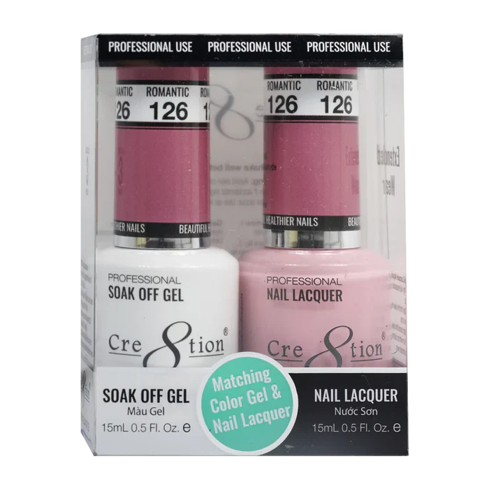 Cre8tion Soak Off Gel Matching Pair 0.5oz 126 ROMANTIC