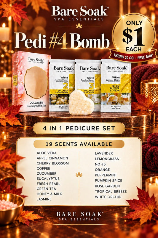 BareSoap - Pedi 4 Bomb - 4 step $1 ( box of 50) $50 - Free Shipping