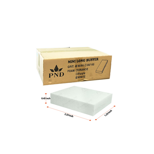 PND mini long buffer - White/White - Grit Options (Case/1,000 pcs)