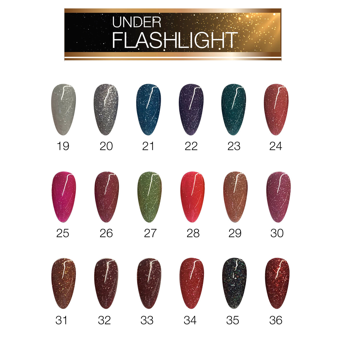 Cre8tion Under Flashlight Collection 0.5oz  - Full Set 36 Colors W/ 1 Set Color Chart